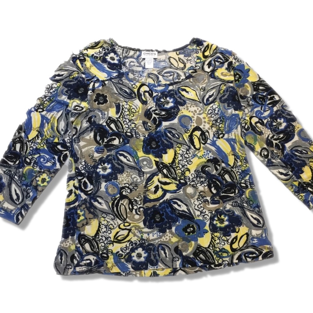 Chico’s Travelers Scoop Neck Mid Sleeve Top